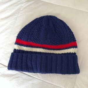 J. Crew Navy Blue Knit Beanie with Red and White Stripes.Excellent condition.